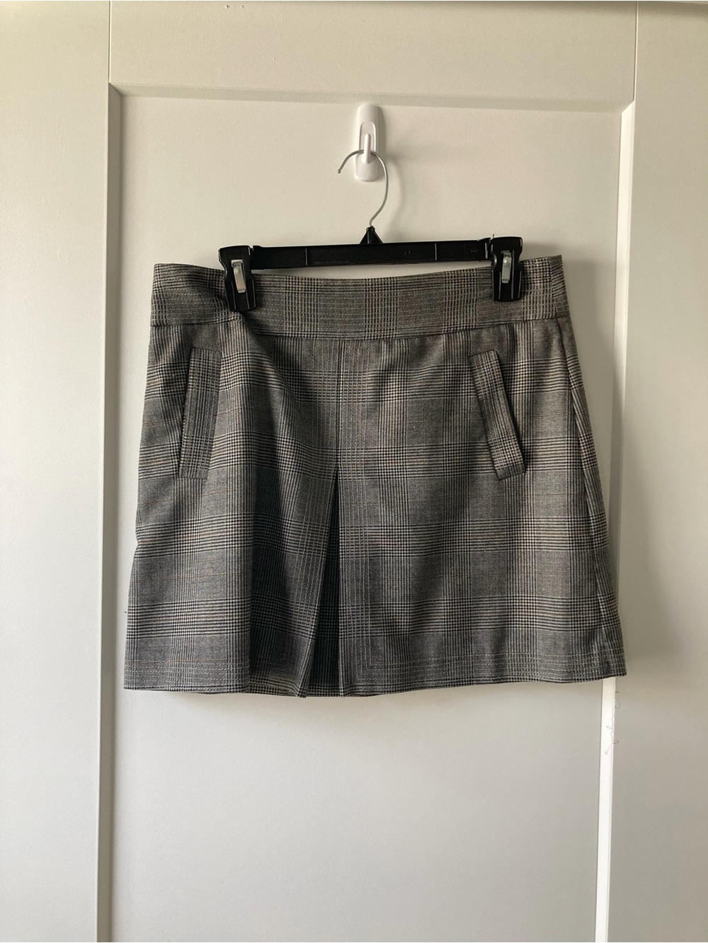 J. Crew Gray Plaid Skirt with Front Pleat